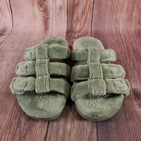 Vionic Snooze Womens Size 6 Green Terrycloth Slip On Slippers Sandals Shoes - Picture 4 of 15